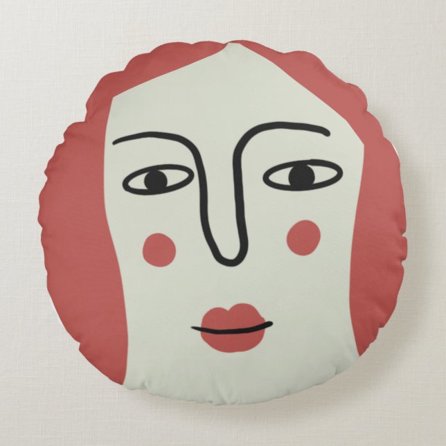 Coussin rond visage fille (Devant)
