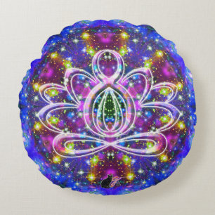 Coussin rond Zen Lotus resplendissant