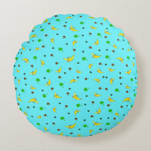 Coussin ronde avec banane et palmiers motif