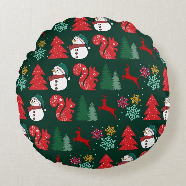 Coussin ronde des festivités de Noël (Devant)