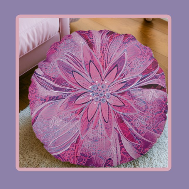 Coussin ronde unique à la mode fleurie (Créateur téléchargé)