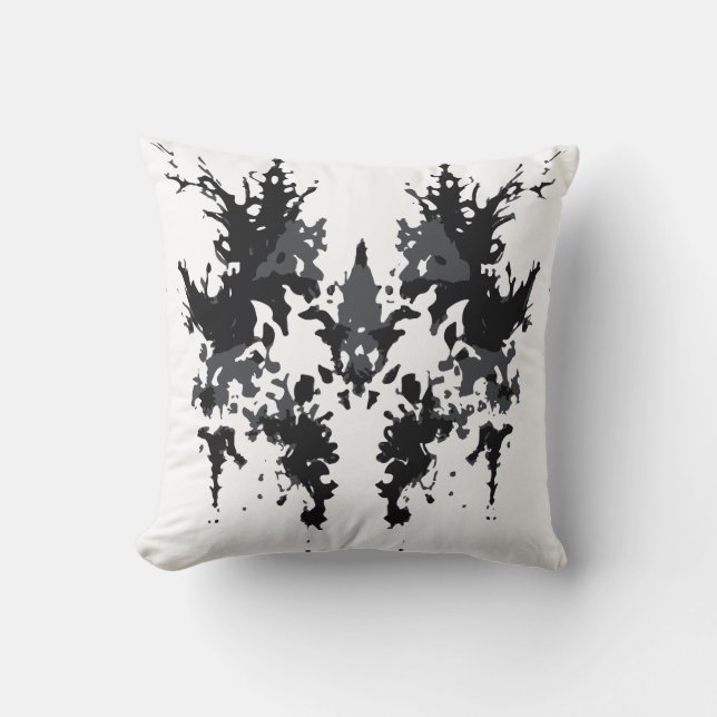 Coussin Rorschach inkblot Design noir gris blanc (Recto)