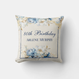 Coussin Rose bleu glace et marine 80e anniversaire Jeu d'o
