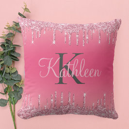 Coussin Rose Blush, Parties scintillant à goutte, Rose or 