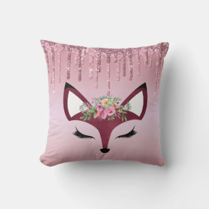 Coussin Rose Blush Parties scintillant Paint Girl Fox