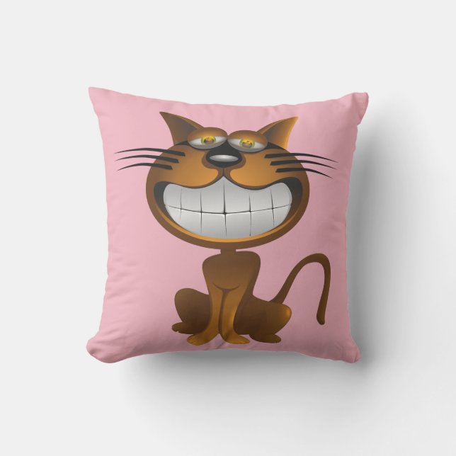 Coussin Rose Chat Qui Sourit (Recto)