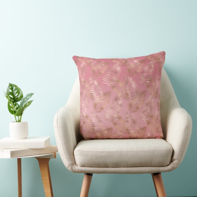 Coussin Rose chic Gold rose Feuilles tropicaux (Chaise)