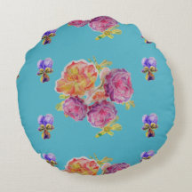 Coussin rose couleur rose et Turquoise Rose