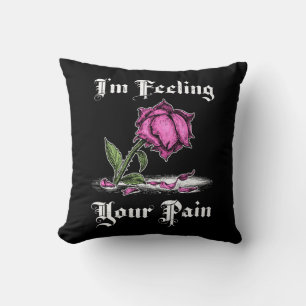 Coussin Rose dans le désespoir Texte blanc