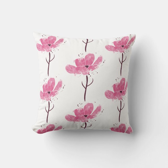Coussin Rose d'aquarelle de fleurs (Recto)