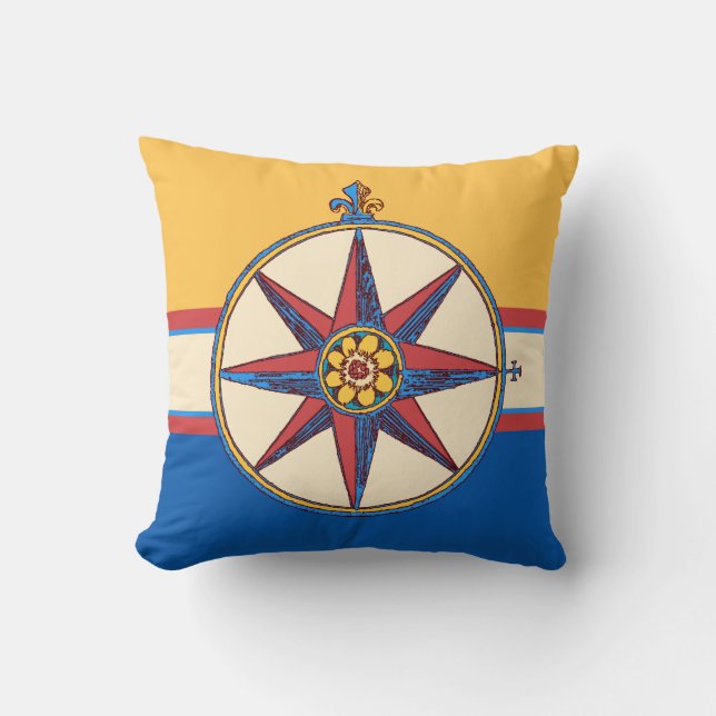 Coussin Rose de boussole de marina de navigation de club (Recto)