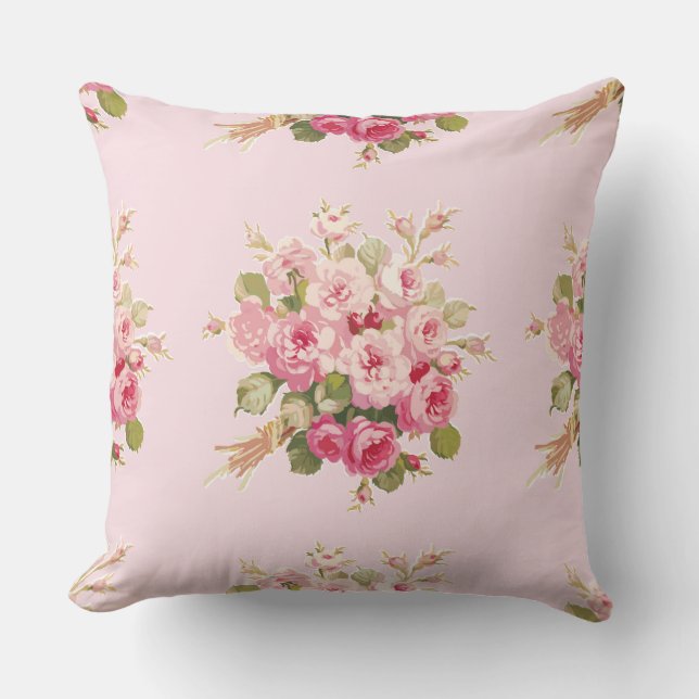 Coussin rose de carré de pivoine du bouquet de (Recto)