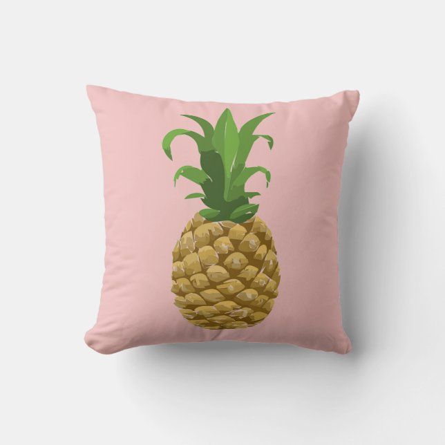 Coussin rose de décor d'ananas (Recto)