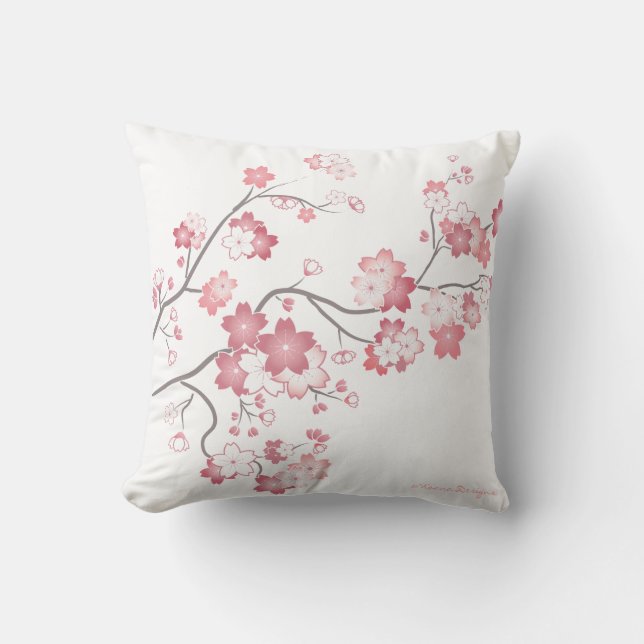 Coussin rose de fleurs de cerisier de Sakura - (Recto)