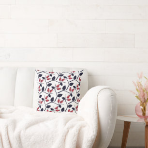 Coussin Rose de l'automne et motif de branche blanc