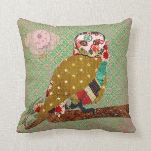 Coussin rose de Mojo de damassé de Boho de hibou