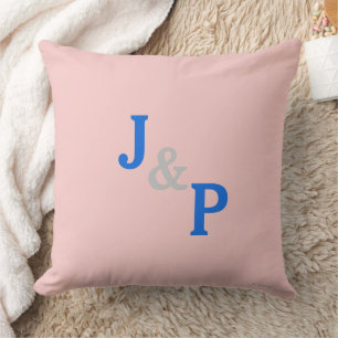 Coussin Rose de Monogramme Quartz Blue Pastels Mariage Cou