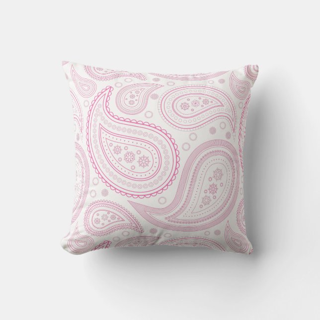 Coussin Rose de Paisley sur le carreau blanc (Recto)