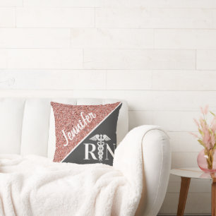 Coussin Rose d'infirmière inscrit Parties scintillant d'or