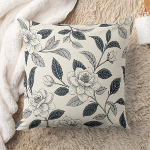 Coussin Rose d'ivoire Botanique en marbre de Navy de minui