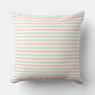 Coussin Rose Douce et Menthe Fraîche Rayée