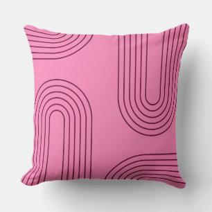 Coussin rose du milieu du siècle moderne rétro mod géométr