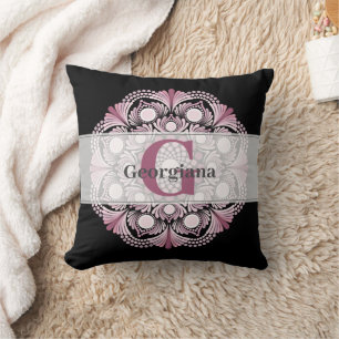 Coussin Rose Dusky Personnalisé Boho Floral Dot Mandala