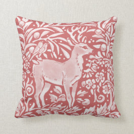 Coussin Rose Dusty Rose Cerf Bois Bois Oiseau Nature