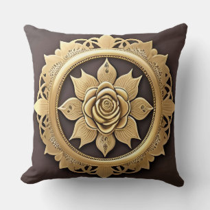 Coussin Rose Élégante avec Cadre Décoratif Orné