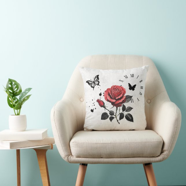 Coussin Rose, encre et temps (Chaise)
