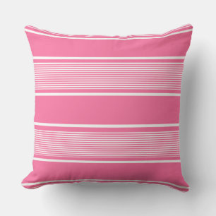 Coussin Rose et blanc multibande