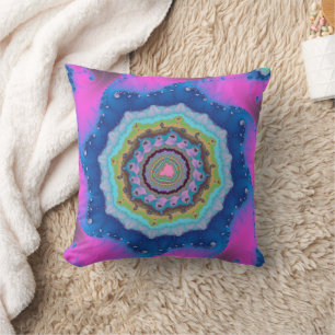 Coussin Rose et bleu fractals tendance