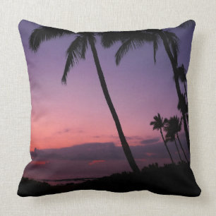 Coussin Rose et carreau tropical pourpre de coucher du