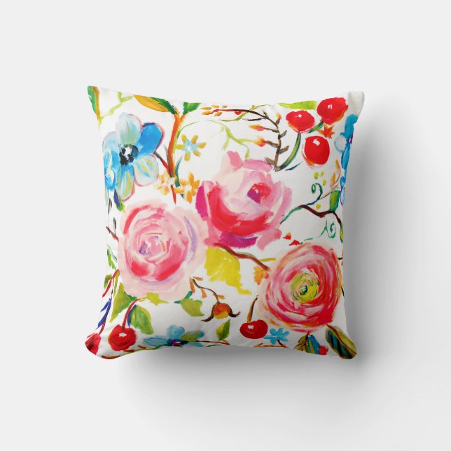 Coussin Rose et cerise blanche (Recto)