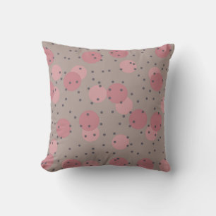 Coussin rose et gris à pois