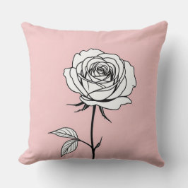 Coussin Rose et noir avec rose stylisé