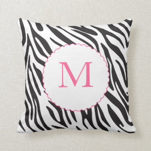 Coussin rose et noir de rayures de zèbre