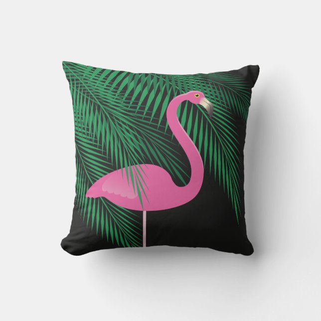 Coussin rose et noir réversible 1 de Flamant rose (Recto)