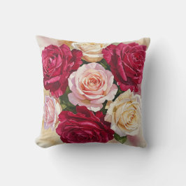 Coussin rose et rouge Roses