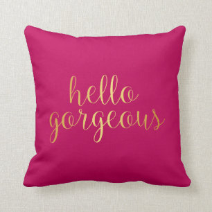 Coussin - rose foncé magnifique d'or bonjour