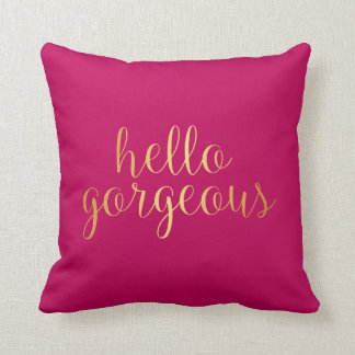 Coussin - rose foncé magnifique d'or bonjour