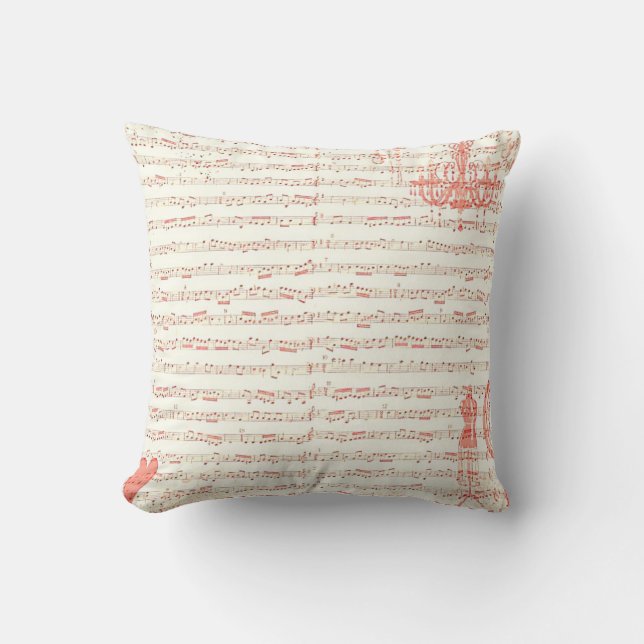Coussin Rose français de feuille de musique (Recto)