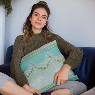 Coussin Rose Garlands Lacy Swags Bow Knows Homedécor