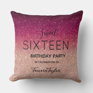 Coussin Rose Gold et Burgundy Pailleté Luxe Quinceañera