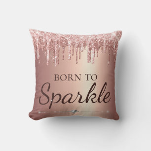 Coussin Rose Gold Glam Pailletés Née Pour Briller