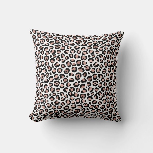Coussin Rose Gold impression léopard noir guépard tendance (Recto)