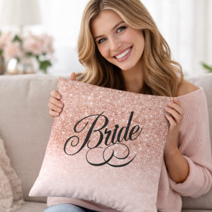 Coussin Rose Gold Pailleté Élégant Mariage Enterrement de