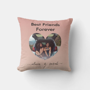 Coussin Rose Gold Photo Heart Meilleurs amis pour toujours