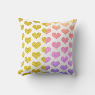 Coussin Rose Gold Pink Golden Ombré Cœurs Motifs 2022