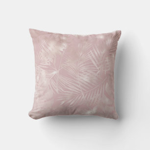Coussin Rose Gold Rose Botanique Feuilles De Palmier Tropi